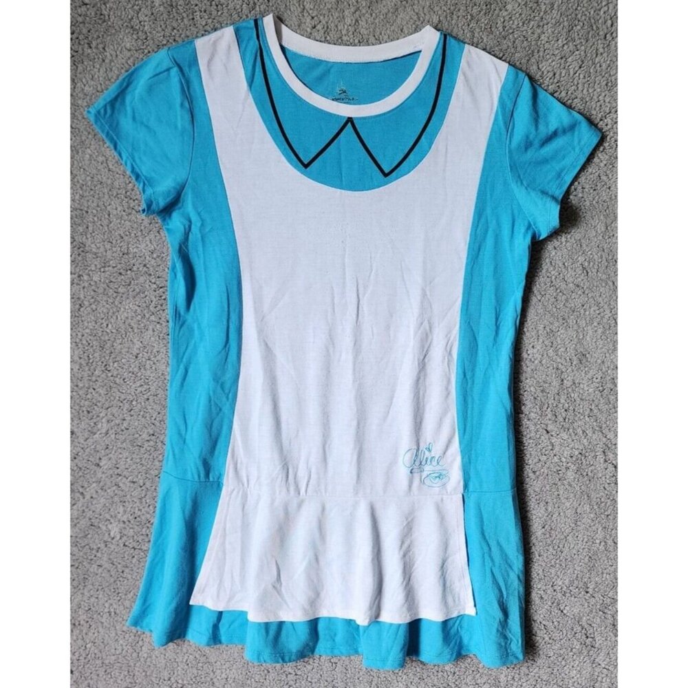 Disney Parks Women's Alice in Wonderland Short Sleeve Tshirt Mini Dress Size L